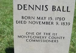 A picture of the tombstone of Dennis ball